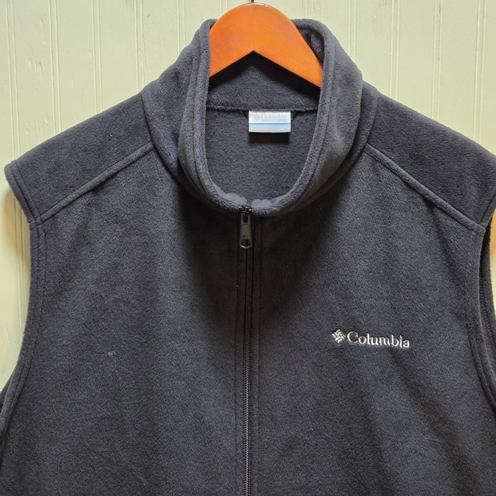 Columbia Fleece Vest Mens 2XL Gray Full Zip Pockets‎ Outdoor Layering Warm